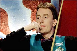Ken Doherty sits back in his chair 