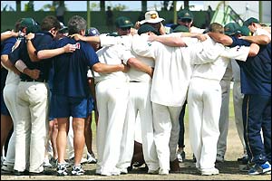 Australian players celebrate 