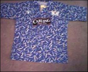 Neil Le Milliere sent in this pic of Exeter City's infamous away shirt
