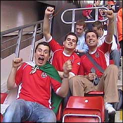 Marc Williams' photo of three Welsh fans at the Euro 2004 qualifier against Azerbaijan