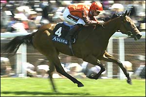 Steve Drowne rides Silca's Gift to victory in the first race of the fourth day of Royal Ascot