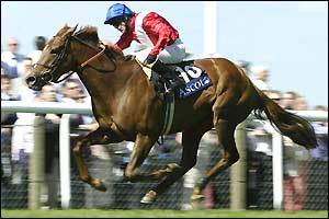 Favourite Russian Rhythm, ridden by Kieren Fallon, wins The Coronation Stakes