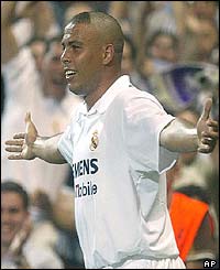 Real Madrid striker Ronaldo celebrate his second goal