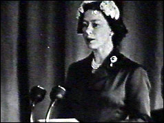 The Queen making her speech at Gatwick Airport