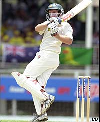 Australia's Martin Love hits out against the West Indies