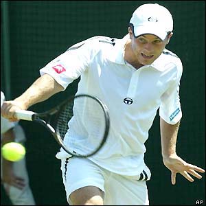 Argentine Guillermo Coria focuses on a backhand