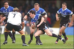 Tom Voyce attacks for Bath and later scores his team's second try