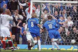 Birmingham players celebrate Geoff Horsfield's (not pictured) goal against West Ham