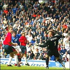 Shota Arveladze blasts home Rangers' third goal on 59 minutes