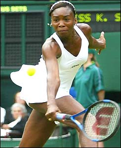 Venus Williams stretches for a backhand