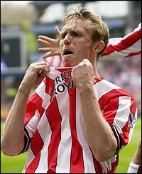 Brett Ormerod celebrates his goal against Watford