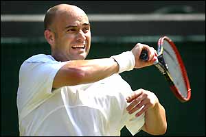 Andre Agassi is safely through to round three at Wimbledon