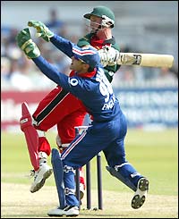 Grant Flower plays a pull shot on his way to making a half century