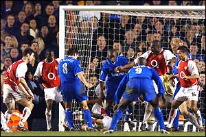 Frank Lampard scores the equaliser for Chelsea in the 2-2 draw with Arsenal in the FA Cup fifth round