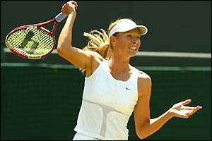 Maria Sharapova in action against Jelena Dokic 