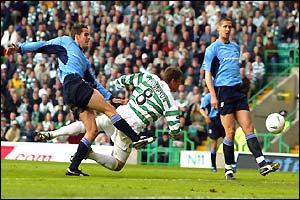 Alan Thompson scores the second 