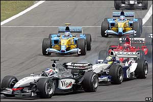 Kim Raikkonen gets away cleanly in the European Grand Prix