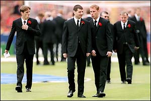 Manchester United players before the 1999 final against Newcastle
