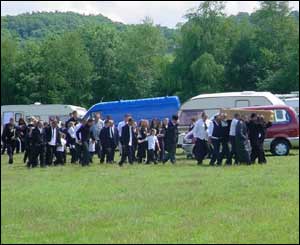 Mr Smith was carried from his caravan followed by the mourners