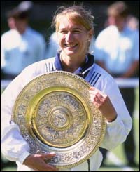 Steffi Graf celebrates victory
