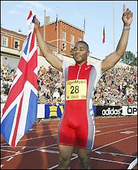 Lewis-Francis celebrates his win