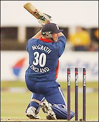 Anthony McGrath digs in to help stabalise the England innings