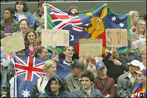 Australian fans cheer on Mark Philippoussis