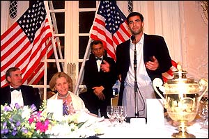 Pete Sampras dresses down at the 2002 Champions Ball