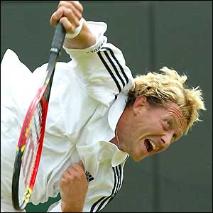 Jonas Bjorkman serves to Andy Roddick