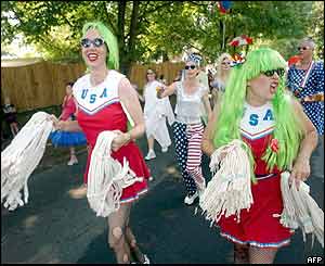 Members of the Zany Band march during a parade in Avondale Estates, Georgia 
