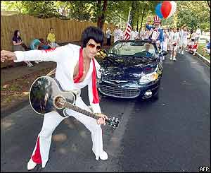 An Elvis Presley impersonators in Avondale Estates, Georgia 