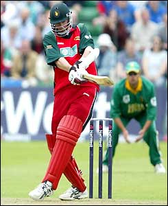 Zimbabwe's Doug Mariller plays a pull shot