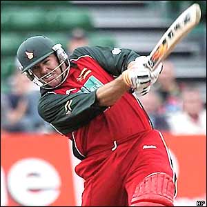 Heath Streak hits the ball for six