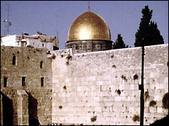The Dome of the Rock and the Wailing Wall in Jerusalem