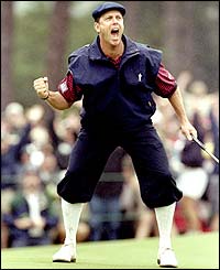 Payne Stewart celebrates winning the 1999 US Open