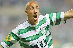 Larsson celebrates his 200th goal for the club