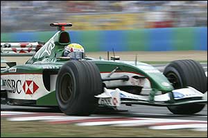 Jaguar's Mark Webber finishes the race in sixth