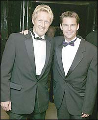 Men's doubles winners Jonas Bjorkman and Todd Woodbridge 