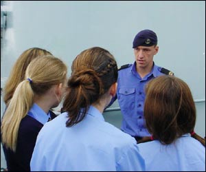 School children from Bassaleg School in Newport were shown around by operations mechanic MJ 
