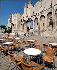 Empty terrace in Avignon
