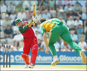 Heath Streak lifts his side by posting 50 not out - his side finishing with a tally of 173-8 