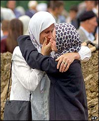 Muslim women hugging