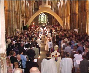 About 750 guests packed out the pews to see Wales' new archbishop enthroned