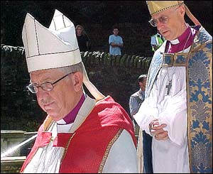 Many locals had turned out to watch the procession go through the cathedral doors