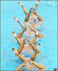 Spain's synchro team in action to win the silver medal
