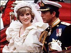 Charles and Diana in the open-topped state landau