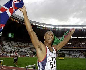 Success for Great Britain too as Colin Jackson wins the 110m hurdles
