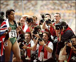 Australian 400m runner Cathy Freeman is the darling of the media as she takes gold