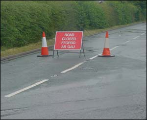 Road closed signs