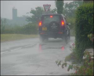 Motorist in floods